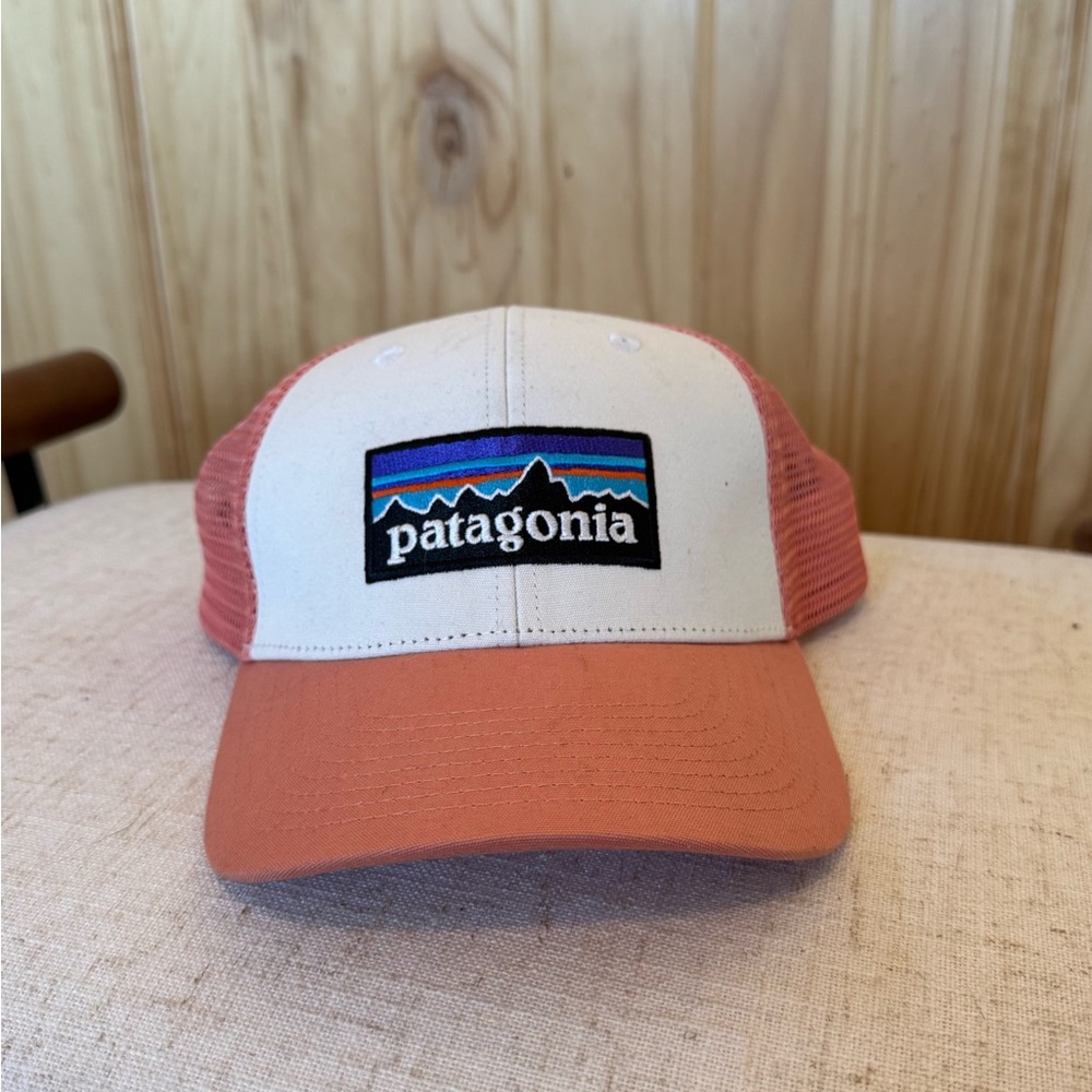 Patagonia White and Orange Trucker Hat